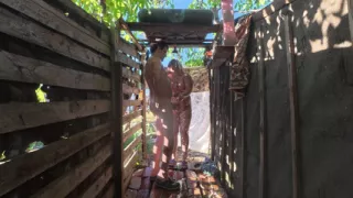 Outdoor Shower Couple