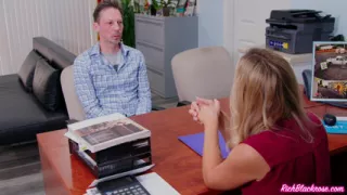 Job Interview - Blonde MILF Boss Asks Me to Impregnate Her