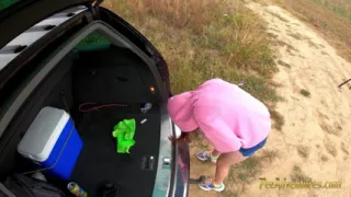 Hipster teen pee in her jeans - Smoking with her bladder full