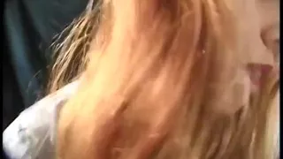 Redhead on her back getting face fucked