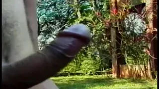 Skinny little shemale whore loves to suck big fat cock outdoor