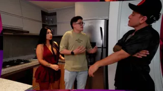 Beautiful ass woman pays her husband's debt with her tight pink pussy