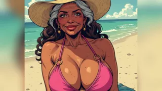 Beautiful Beach Women Comic Art