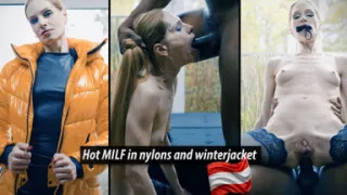 Hot MILF in Nylons and Winterjacket