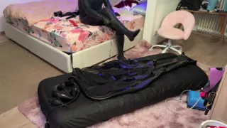Wife Milks Her Submissive Husband-slave in an Inflatable Latex Bag - E-stim, Rimmer & Heavy Breathing