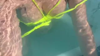 Artemisia Love Swimming in the Pool Flashing Her Big Juicy Boobs and Smoking a Cigarette