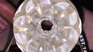 Close-up Cock in Tool for Masturbate Orgasm on Flash