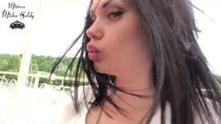 Sexy big lip  lick & smell on the lake