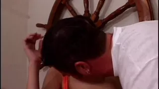 Lifeguard stud gets his large tool sucked by cute brunette