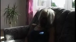 Blonde whore rides her man's rod in close up action