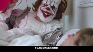 Petite cutie drilled by her bf to fend off clown nightmare