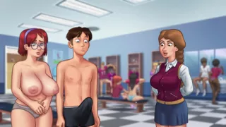 I got a hard cock in the locker room when I saw the nerd's big tits - Summertime Saga EP #1