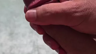 Slowly stroking my cock