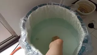 Soaked all over, vigorous cock