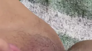 Sexy blonde mom masturbates her big hairy pussy