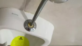 Dared to Piss Fully Naked in Public Toilets Urinal