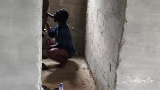 Fucking Ebony Big Wasit Bussy Inside the Toilet of an Uncompleted Building After a Blowjob