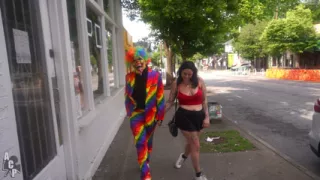 Married Slut Gets Fucked in Public by Gibby the Clown