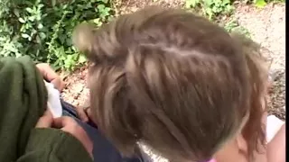 Guy Gets Head From Cute Young Coed Outdoors