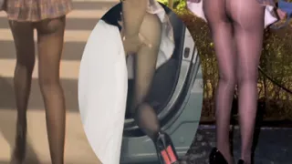 Lustful Long-legged Goddess in Glossy Stockings and High Heels-flashing, Car Wash Setting, Blowjob, and Creampie.