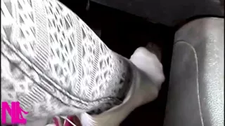 Pedal Pumping in White Sneakers and Cotton Socks