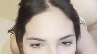 Jasmica, a Beautiful Latina with a Big Ass, Uses a Huge Dildo to Make Me Cum in Gushes