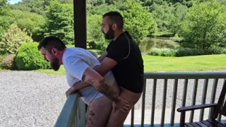 Outdoor Bear Fucking Bareback in Public