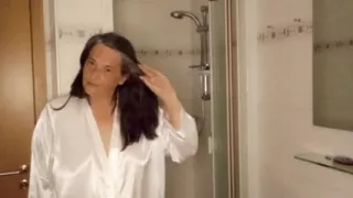 Fat German 53 in the shower - Fat pot belly & sagging breasts