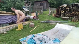 Naked in the Garden: Dirty Handjob in the Pool