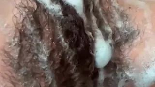 Dirty Girl Soaps up Her Hairy Bush