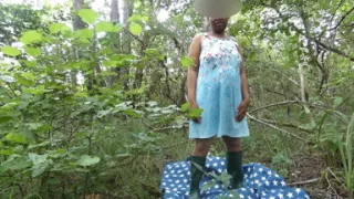 With a Pet Leash in the Forest