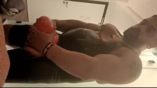 Jerking off Through Rubber Jock in Rubber