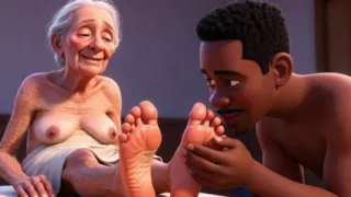Elderly Granny Getting Feet Oiled & Licked - Sole Licking Pleasure