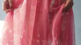 Boy masterbating and cum in a silk seethrough Night Gawun