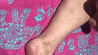 Fan Request Granny Naked in Sun Shows Dirty Rough Soles & Toes GILF 2