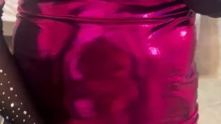 Crossdresser in Purple Masterbating with Cum Drinking Finish!