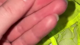 Worn Creamy Panties Inspection, Pissing in Panties in Shower - Small Tits Play