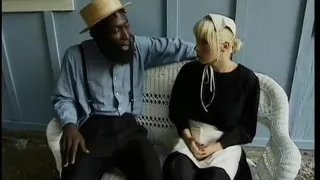 Black and white dudes gets blowjob from Amish chick