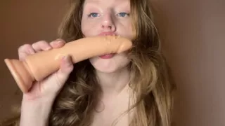 Blowjob and Deepthroat on My Biggest Dildo