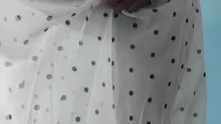 Boy masturbating wearing a Silk Seethrough Wet Pink polka dots Gawun