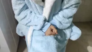 Pissing inside a petite teen's pussy and cumshot