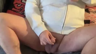 Fat Stepdaddy Wanks off in a Hoodie