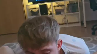 Gave a Blowjob to a Twink Student and Brought Him to Orgasm