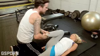 Beautiful Big Tits Blonde British MILF Fucked in the Gym by Hard Cock Trainer