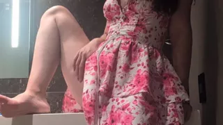 Petite White Girl Fucks Her Dildo on Bathroom Counter
