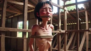 Extremely Skinny Girl in Bondage - Desperate in Brazilian Construction Site