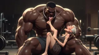 Granny Moaning in Pleasure - Strong Black Man Sucking Her Feet
