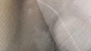 Masturbation on balcony and cum inside stockings