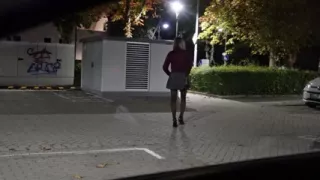 Fuck My Dildo on Parking Lot in Stockings