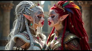Beautiful Elves Princess Kissing, Ai Animation